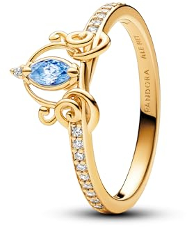 PANDORA Disney Cinderellas Kutsche Ring aus Sterling Silber mit vergoldeter Metalllegierung, Cubic Zirkoniastein, Größe: 56, 162957C01-56