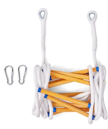 BRETANGME Rope Ladder 32FT for 4-5 Story, Emergency Fire Escape Ladder 2 Story Window, with 2 Hooks, Reusable and Portable for Home, Withstands 2000lbs