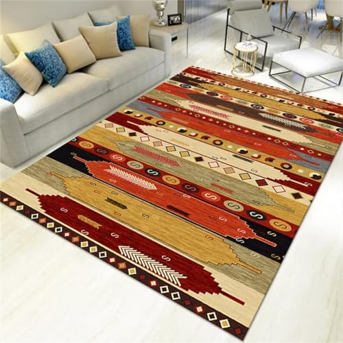 Waschbarer Teppich Wohnzimmer Leicht Zu Reinigender Rutschfester Teppich Im Retro-Ethno-Stil Für Zuhause, Wohnzimmer, Schlafzimmer, Nachttisch Teppich Jungen Jugendzimmer Auslegware Teppichboden 200X2