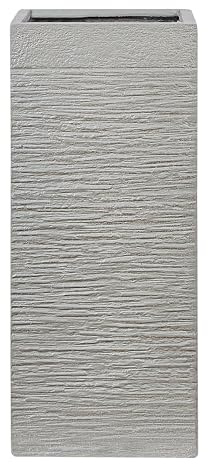 Blumentopf hellgrau quadratisch 26 x 26 cm mit Loch modern 60 cm hoch DION