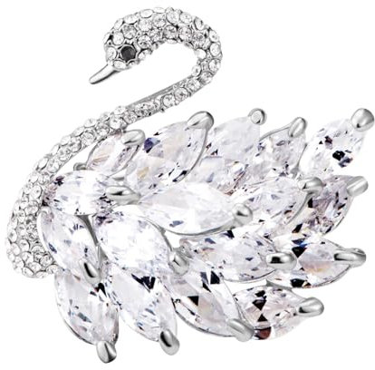 LEGENTLISUR Schwan Brosche Damen Brosche Zirkonia Kristall Brosche Groß Hochwertig Modische Abzeichen Pin Schmuck für Frauen und Mädchen