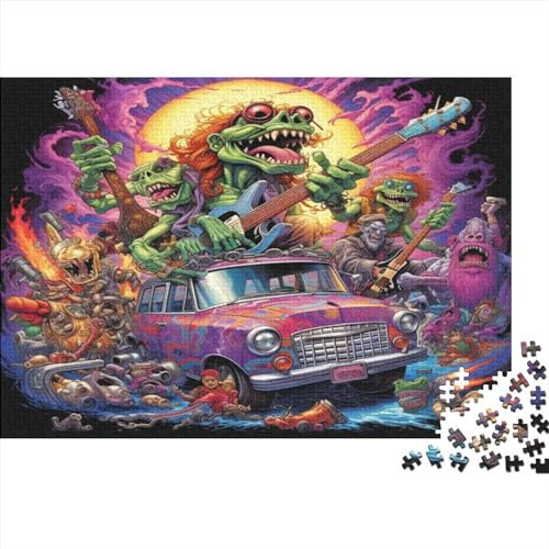 Rocking Cars 1000 Piece Jigsaw Puzzles for Adults-monsters Heavy Metal Pattern Jigsaw Puzzles for Adults 1000 DIY Puzzle Toys 1000pcs (75x50cm)