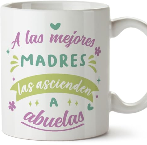 MUGFFINS Tazas para ABUELA - En Español - Mejores Madres Ascienden Abuelas - 11 oz / 330 ml - Regalo original y divertido