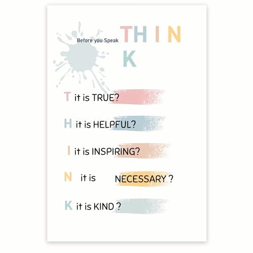 Bliss Monkey Co. BMCP0288 Poster Before You Speak Think, Positiv ermutigende Kommunikationsfähigkeiten, Empathie-Wörter, 30,5 x 45,7 cm, ungerahmt, Premium-Poster, 45,4 kg, glänzend, hergestellt in