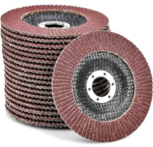HATANSE 10 Pezzi Dischi Lamellari ø 125 mm x 22.2 mm Disco Lamellare Grana 60 Dischi Abrasivi per Acciaio, Inossidabile, Metallo e Legno, Rosso
