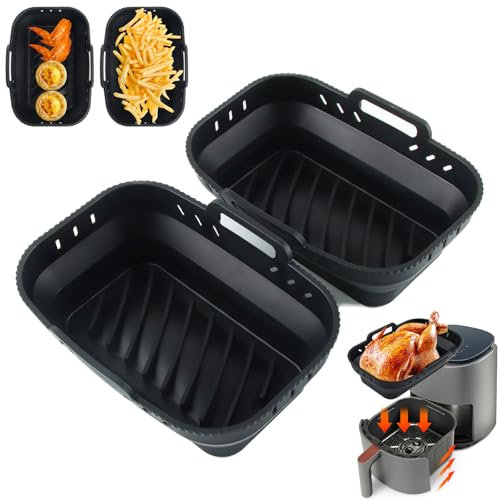 Teglia Silicone Friggitrice Ad Aria, SilverChry Accessori Friggitrice Ad Aria, Contenitori per Friggitrice Ad Aria, Stampi Silicone Friggitrice Ad Aria, Teglie Friggitrice Ad Aria Rettangolare