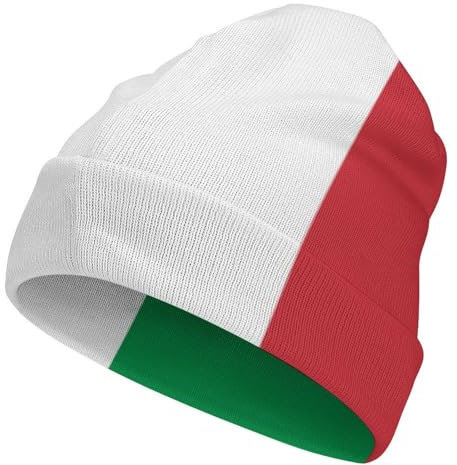 Cmagnifico Beanie-Mütze, Italien-Flagge, Strickmütze, weich, dehnbar, Thermo-Beanie-Mütze für Männer und Frauen, Flagge Italien, Einheitsgröße
