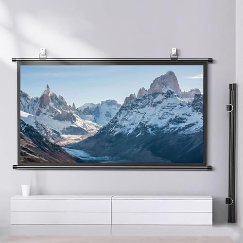 SXKJQER Pull Down Projector Screen 30, 40, 50, 60, 72, Wall Ceiling Mounted HD Projection Screen 4:3, 16:9, For Home Cinema Theater Presentation Education Outdoor Indoor Public Display(4:3,72)