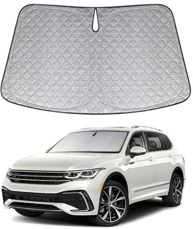 XCBYT Sonnenschutz Auto Frontscheibe Innen Kompatibel mit VW Tiguan II Allspace 2017-2024, Verdickt Sonnenblende Frontscheibenabdeckung, Faltbare Windschutzscheibe Abdeckung, UV-Schutz