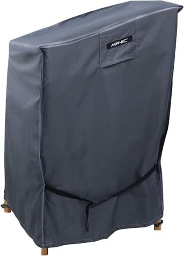 Awnic Gartenstuhl Schutzhülle Abdeckung Stapelstühle Abdeckung Wasserdicht 420D Polyester Gitterartiges Gewebe Wasserdicht Reißfest 65x75x85/120cm