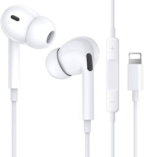 ROOSTON Cuffie per iPhone, Auricolari con filo Controllo del volume e del microfono Compatibile con iPhone 14/14 Pro/13Pro/12/12Pro/SE/11/11Pro Max/XS Max/X/XR/8 (BIANCO)