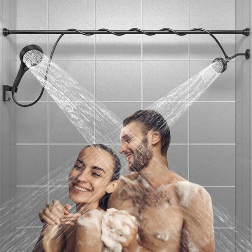 NTPN Cabezal de ducha doble para parejas: cabezales de ducha dobles de alta presión para dos personas, sistema de dos cabezales de ducha ajustables con 3 ajustes de flujo para baño de 2 personas