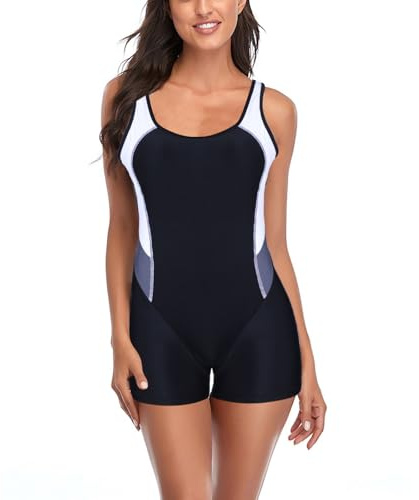 Risipu Maillot de bain une pièce pour femme avec short dos nageur