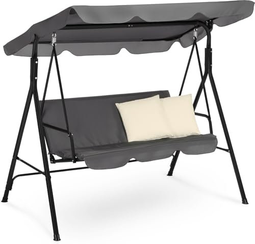 Outtec Hollywoodschaukel 3 Sitzer – Gartenschaukel für Erwachsene mit UV 40 Sonnendach, stabile Garten Schaukel bis 250 kg, inkl. Kissen – Wetterfest & Komfortabel