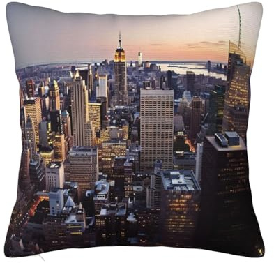 AMREWQYL Bedruckter Kissenbezug mit Motiv New York City, dekorativer Kissenbezug