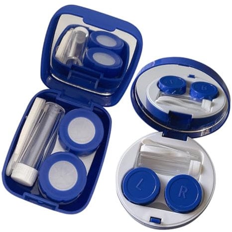 NULYLU 2Pcs Case with Mirror Portable Lens Holder for Eye Care Secure Sealing Cosmetic Lens Container for Travel and Daily Use