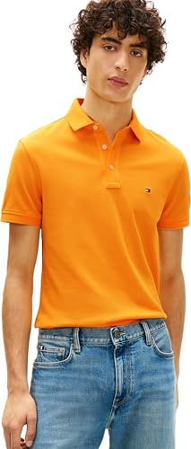 Tommy Hilfiger Herren Poloshirt Kurzarm 1985 Slim Fit, Orange (Orange Flash), XXL