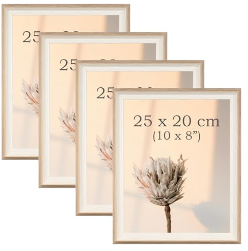 YoHyien Bilderrahmen 20x25 4er Set, Freistehende Fotorahmen 25x20 für Den Schreibtisch, Bilder Rahmen mit Plexiglas zur Wandmontage, Picture Photo Frame for Wall (Holzoptik, 20 x 25 cm)