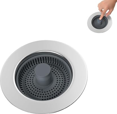 Pop-Up Spülbecken Stöpsel, Universal-Ablaufsieb, Spüle, Wasserhahnstopfen, Bodenablaufsieb, aus Edelstahl, geeignet für Spülen mit Öffnungen 72-86mm, Tiefe > 22mm