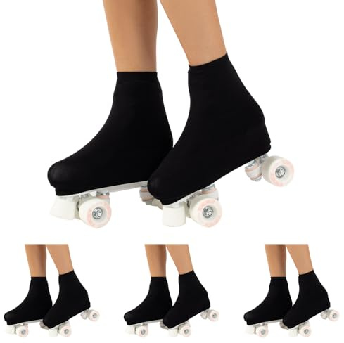 CALZITALY 1 ou 3 Paires Couvre Patins Femme, Protections pour Patinage à Glace et Roller pour Enfant et Adultes, Made in Italy (3 Paires Noir, EU 28-32 (180-205 mm))