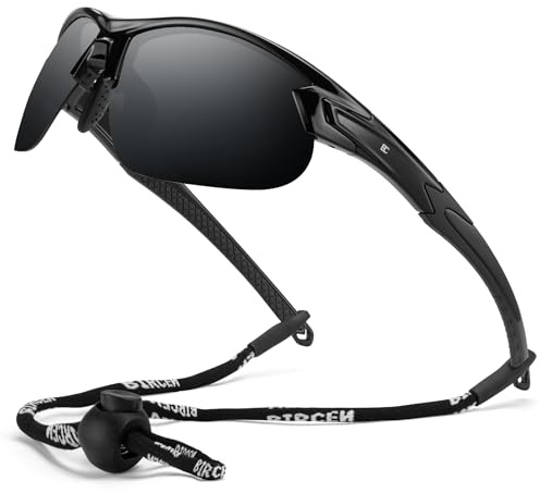 Bircenpro Sport Polarisiert Sonnenbrille Herren: Leichtgewicht TR90 Fahrradbrille UV-Schutz Sportbrille für Radfahren Laufen Fahren