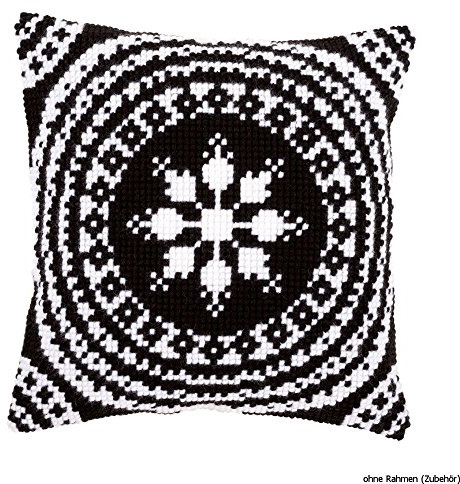 Vervaco Cushion: Black and White, Acrylic, Multi-Colour, 20 x 1 x 20 cm