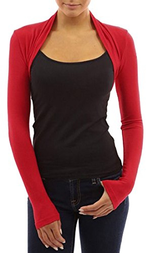 Red Olives® Womens Plain Long Sleeve Bolero Shrug Crop Top Ladies Cropped Cardigan Tops UK 8-14