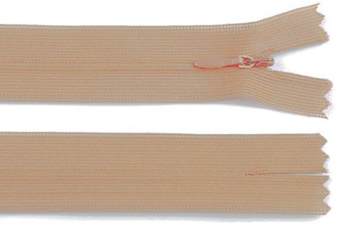 Schnoschi 5 Stück 50 cm Langer Spiralreißverschluss, nahtverdeckt, Nicht teilbar, beige, 3mm Laufschiene, Reißverschluss