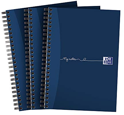 Oxford My Notes Lot de 3 cahiers A5, couverture cartonnée, ligné, 200 pages, bleu marine