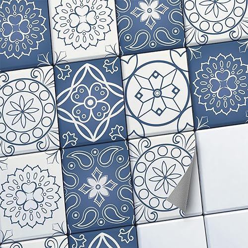 CREATISTO Fliesenaufkleber Fliesenfolie Mosaikfliesen - Selbstklebende Fliesen Folie I Stickerfliesen - Mosaikfliesen für Küche, Bad, WC Bordüre (15x20 cm I 6 -Teilig)