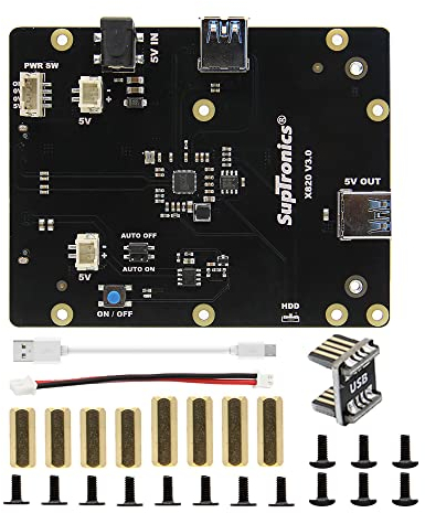 Geekworm Raspberry Pi 3 B+/3B SATA HDD/SSD Placa De Expansión Almacenamiento, X820 V3.0 USB 3.0 Módulo de Disco Duro móvil Compatible con SATA HDD/SSD/Raspberry Pi 3 Modelo B+ (B Plus)/3 Modelo B/2B