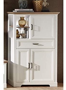 möbelando Highboard Beistellschrank Anrichte Standschrank Kommode Schrank Jillana II Pinie hell/Artisan Eiche