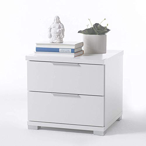 Universal Nachttisch in Weiß - Moderner Nachtschrank mit zwei Schubladen für Ihr Bett - 46 x 43 x 42 cm (B/H/T)