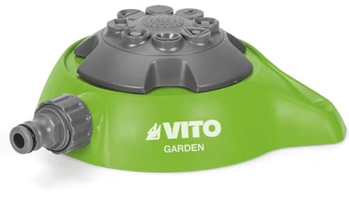 VITO Garden - Rasensprenger 360° Grad - mit 8 Sprühfunktionen - breiter Kreisregen, schmaler Strahl, sanfter Regen - gleichmäßige Bewässerung