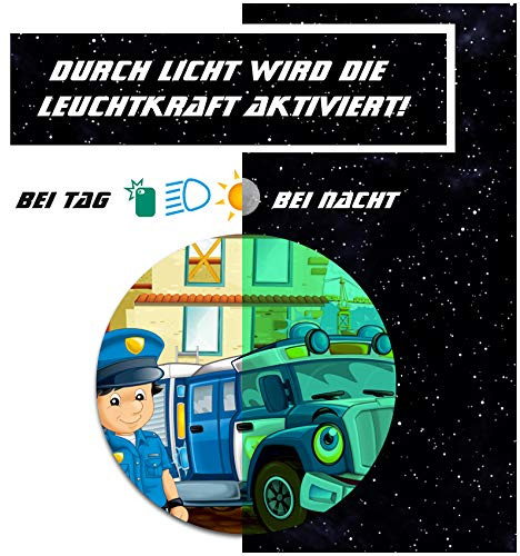 yabaduu Schutzfolie für Tonie Lauscher Design Aufkleber Cover für Kopfhörer kindgerecht passgenau selbstklebend Folie Zubehör für Kinder Spielzeug (Nr. 19 Polizei, Nachtleuchtend)