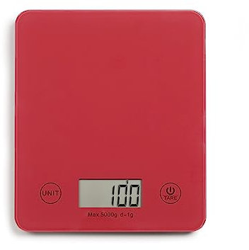 Livoo - Balance de cuisine électronique DOM351-4 unités de mesures, capacité 5kg, pesée au gramme près, plateau en verre, ecran LCD, ultra slim
