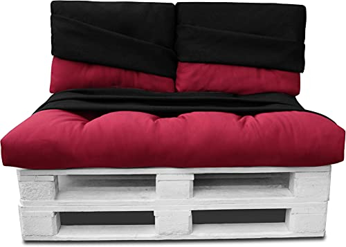 normani Bezüge für Palettenkissen - Ersatzbezüge Palettenkissenbezüge - Auflage - Gartenmöbel für In- und Outdoor Farbe Schwarz Größe 80 cm × 120 cm + 42 cm × 60 cm