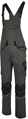 Hans Schäfer Workwear HSW Professional – Latzhose für Herren – Lange Arbeitshose mit Knietaschen – Bequem, strapazierbar und qualitativ – Grau, 58