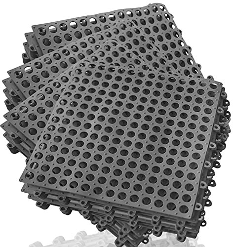 Confezione da 16 piastrelle di drenaggio ad incastro, 30,5 x 30,5 cm, antiscivolo, per piscina, vasca da bagno, per pavimenti, tappetino modulare in morbido PVC, piastrelle ventilate per spogliatoi,