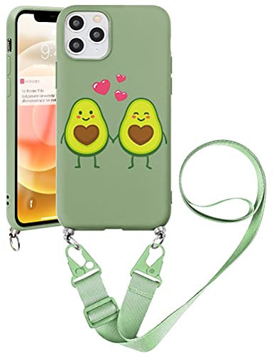 Yoedge Schutzhülle für Xiaomi Poco X3/X3 Pro/X3 NFC 4G mit Umhängeband 6,67 Zoll, dünn, Silikon, TPU, Bumper, Schutzhülle mit verstellbarem Band, Umhängeband, stylisch, Avocado