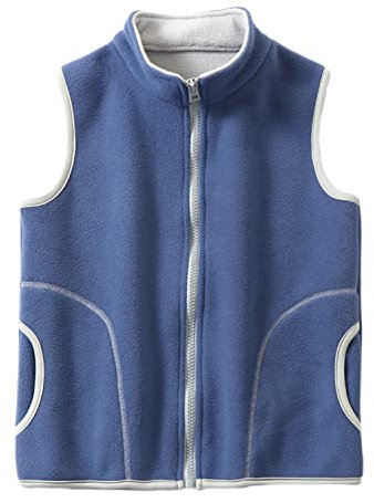 ANIMQUE Bambini Gilet in Pile Polare Ragazzi Ragazze Colletto in Piedi Senza Maniche Giacca Autunno Invernale Cerniera Capispalla Panciotto, Blu 110
