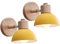 iDEGU 2 Stücke Wandleuchten Moderne Innen Wandlampe aus Holz Metall Halbkreis Lampenschirm E27 Verstellbare Wandspot Vintage Lampe für Schlafzimmer Wohnzimmer (2 Lampen, Gelb)