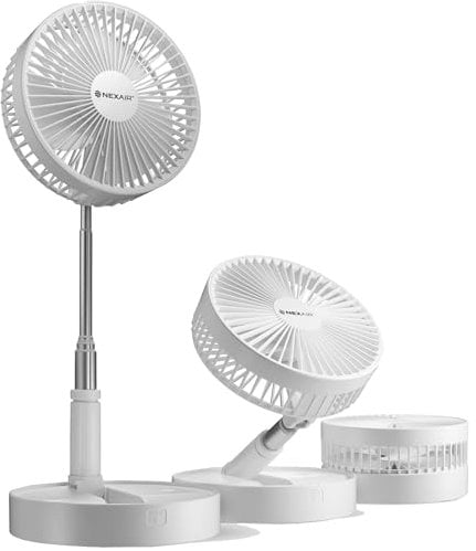 NEXAIR Premium 8 Foldable 4 Speed Portable Fan with Adjustable Height 14” – 39.5 in, Rechargeable Folding Fan For Home And Office, Quiet Floor Fan For Bedroom, Battery Operated Fan For Travel