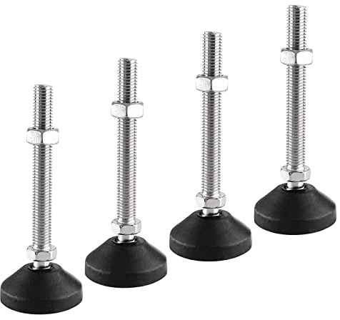 SHUIOG Lot de 4 Pieds de réglage M10 x 100 mm - Vis de réglage - Pied de Meuble - Peut être porté - Pieds réglables - Vis de réglage - Support de réglage - Angle Maximum