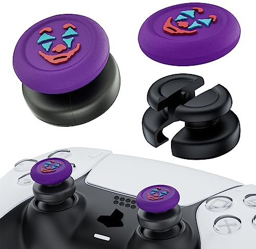 PlayRealm Lot de 2 rallonges de joystick et coque en silicone pour manette de PS5 et PS4 Violet