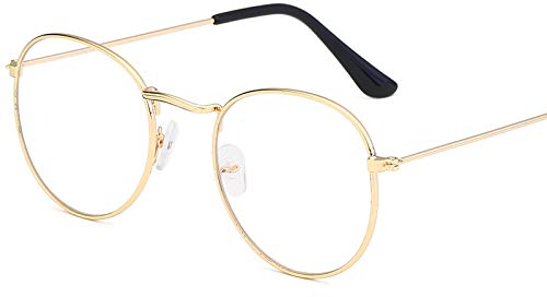 Josenidny Metall Druck Runde Große Rahmen Gläser Unisex Dekorative Schauspiele Leichte Klare Linse Retro Brillen Für Männer Frauen Gold und Schwarz