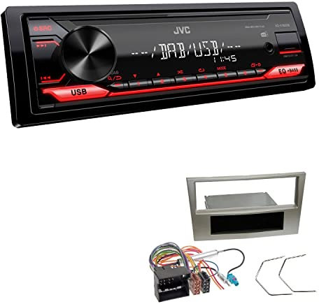 JVC KD-X182DB 1-DIN Autoradio DAB+ USB Digital Receiver inkl. Antenne mit Einbauset passend für Opel Astra H Twin Top 2006-2010 Satin Stone