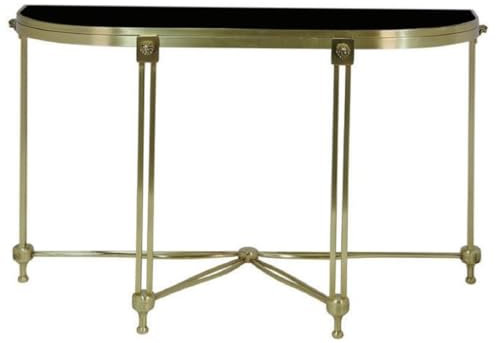 Casa Padrino Luxus Konsole Gold/Schwarz 130 x 45 x H. 79 cm - Konsolentisch mit Glasplatte - Luxus Möbel - Wohnzimmer Möbel - Luxus Einrichtung - Wohnzimmer Einrichtung