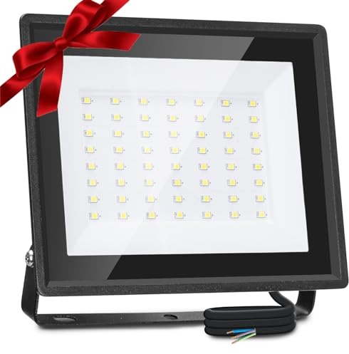 Aigostar LED Strahler Außen Innen 50W 4300LM Kaltweiss 6500K Ledstrahler Scheinwerfer IP65 Wasserdicht LED Außenstrahler für Hell Garten Garage Sportplatz Hof Fluter