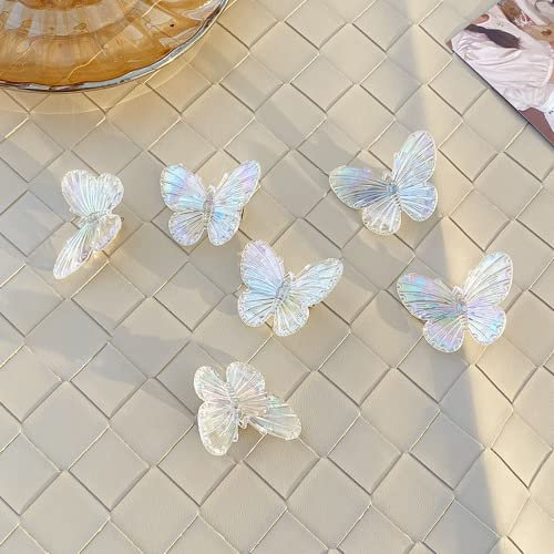 Umiin Haarspangen, 6 Stück Krokodilklemmen, Schmetterlings-Haarschmuck für Frauen und Mädchen, Schöne Kopfbedeckungen, Styling-Werkzeuge für Party, Tägliche Aufführung, Cremeweiß